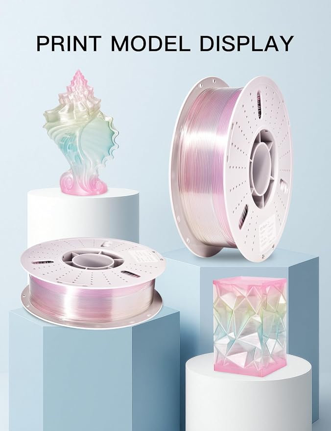 PINBALL Clear PETG 3D Printer Filament 1.75mm ±0.02mm, Multicolor Transparent Rainbow Filament, Translucent PETG Filament, 1KG/2.2lbs