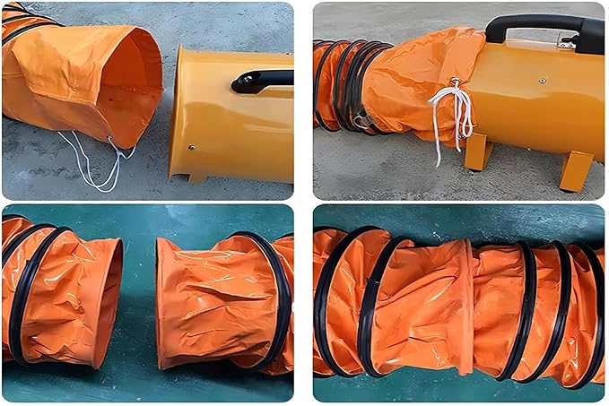 16FT Flexible Duct Hose PVC Flame Retardant Duct Hosing with S Hook & Steel Support for 14IN Utility Blower Exhaust Fan