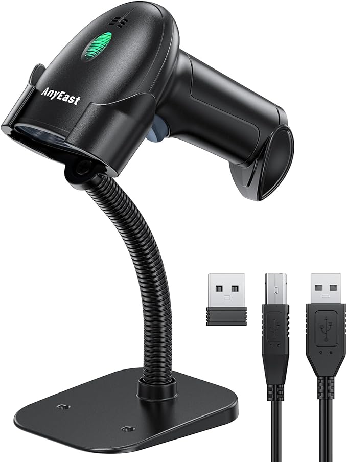 2D 1D Barcode Scanner with Stand, Bluetooth, Wireless and USB Wired | Screen scanning, 2.4G connection, automatic scanning, prefix/suffix addition,for warehouses,supermarkets,bookstores,drugstore