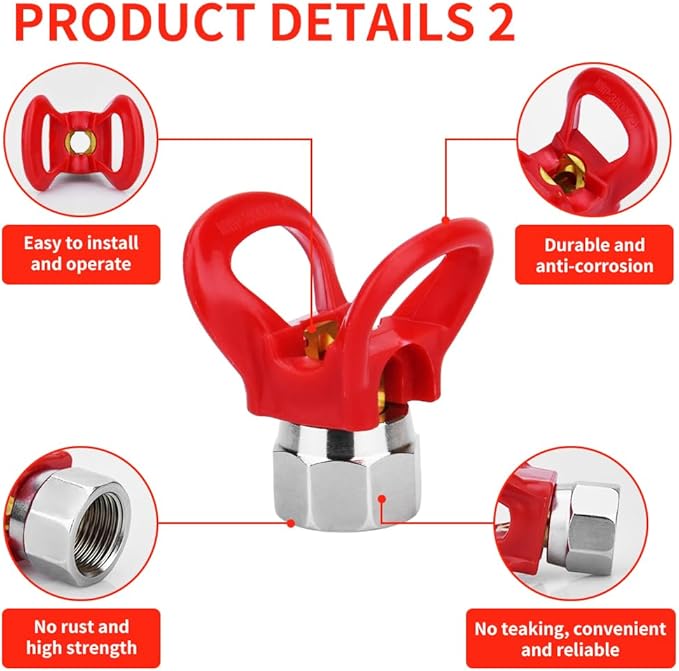 10 Pieces Airless Paint Sprayer Gun Accessory Set Equipped with 2 Extension rods 6 Spray Tips and 2 Nozzle Seats Suitable for Home Renovation .（109, 211, 313, 415, 517, 623）