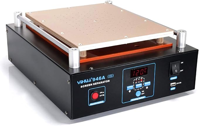 YIHUA 946A-III Digital LCD Screen Separator 5V 2A USB Power Supply with Built-in Long-Lasting Vacuum Pump for Mobile Ipad °F /°C （Aluminum Panel Size: 28cm x 22cm /11" x 8.7" ±0.05）