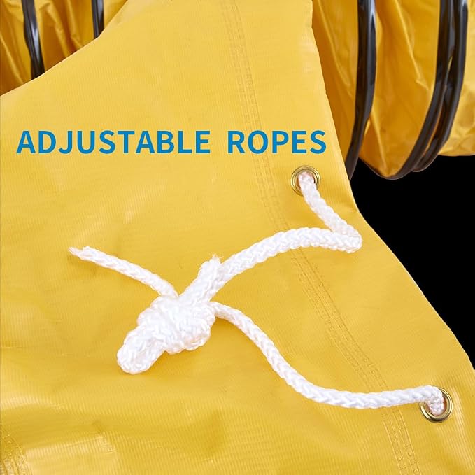 8Inch 32FT PVC Flexible Duct Hose, HVAC Duct Hosing with D-Ring & Ajustable Rope for Utility Blower Fan, Ventilation, Exhaust, Drying, and Cooling Applications (8IN-32FT)