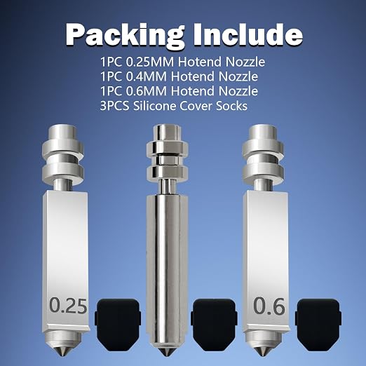 3PCS Kobra X/Kobra 4 0.25/0.4/0.6mm Hotend Nozzles 3D Printer Assembled Extruder Kits Extra 3PCS Silicone Socks Cover- for Anycubic Kobra X All Metal Hot End/Printhead Replacement Integrated Nozzle