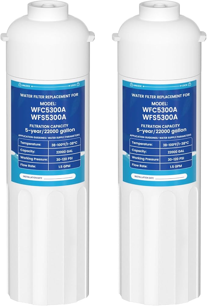 WFC5300A Water Filter Replacement Compatible with ICEPURE and PUREPLUS WFS5300A Water Filtration System, 3 Years or 22000 Gallons Ultra High Life 2 Pack