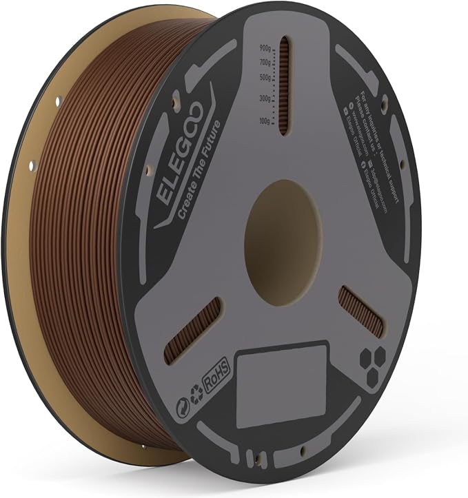 ELEGOO Carbon Fiber PLA Filament 1.75mm Brown 1KG, PLA-CF Strong 3D Printer Filament High Dimensional Accuracy, 1kg(2.2lbs) Cardboard Spool for Most FDM 3D Printers
