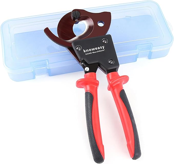 Knoweasy 325AN Upgraded Ratcheting Cable Cutter for Aluminum and Copper Wire, Heavy Duty Manual Ratchet Wire Cutting Tool for Multi-core Cables up to 240mm² and 500 MCM, Professional Industrial Grade