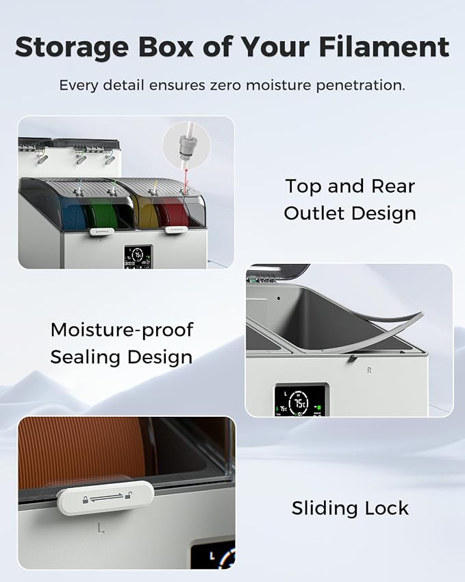 Official Creality Space Pi X4 Lite Filament Dryer, 4 Spools Filament Dry Box with Dual-Chamber Heated Storage, Max 75℃ Temerature, Independent Temperature Control for PLA, PETG, ABS, TPU, Nylon, ASA