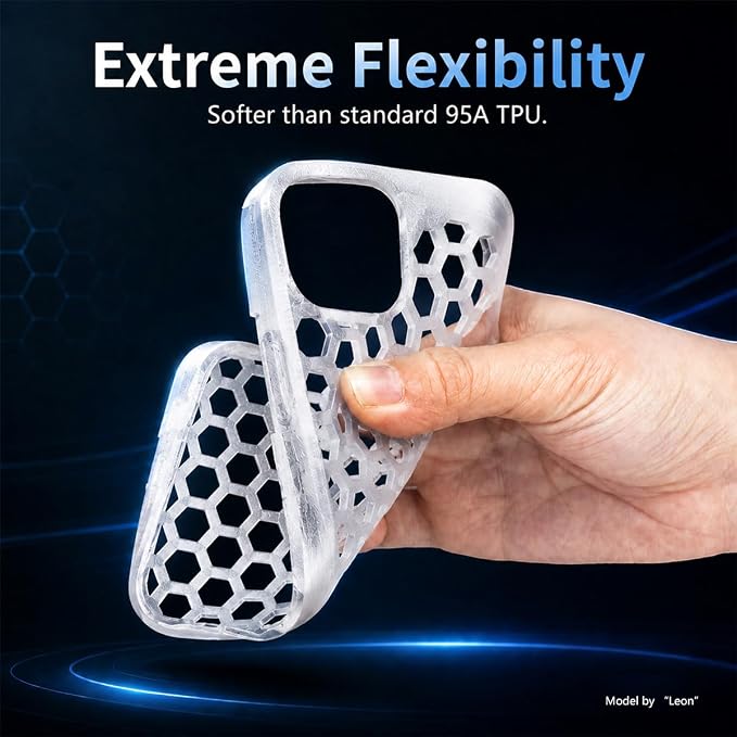 Siraya Tech Flex TPU Filament - 85A Shore, ISO 10993, High Flexibility & Toughness, High Flow & Speed, Easy to Print, Moisture-Resistant Aluminum Bag - Ideal for Footwear, Protective Gear (Clear, 1kg)