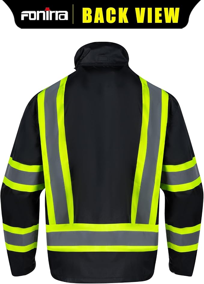 FONIRRA High Visibility Safety Jackets for Men 3-in 1 Hi Vis Reflective Winter Jacket Waterproof ANSI Class 3