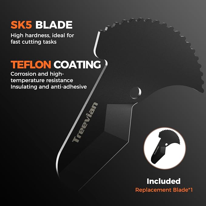 PVC Pipe Cutter with Replaceable SK5 Blade, Cuts Up to 2-1/2"(63mm) Heavy-Duty Pipe Cutter Tool, Thicken Aluminum Aolly Body Ratchet Pipe Cutter for Plumbing Pipes PEP PR Plastic Hoses