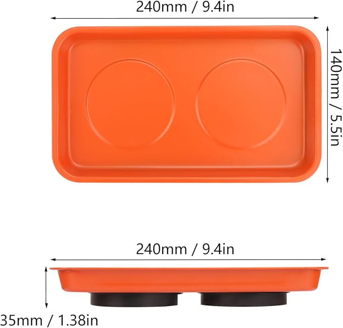 5 PCS Magnetic Trays, 9.4X5.5x1.4Inch, Magnet Tool Tray, Magnetic Parts Tray, orange, by GENHAKON