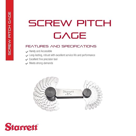 Starrett Steel Screw Pitch Gage with Locking Device - Ideal for Construction Work and Home Improvement - 4-42 TPI Range, 30 Number of Leaves - 6