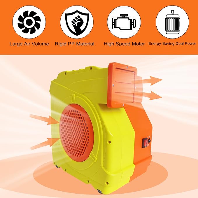 Bounce House Blower, Dual - Mode 1800W / 2200W, 2.5HP & 3HP Dual Speed Commercial Air Blower with Great Heat Dissipation Properties, Super Strong Wind for Bouncy Castle, Jump Slides, Inflatables