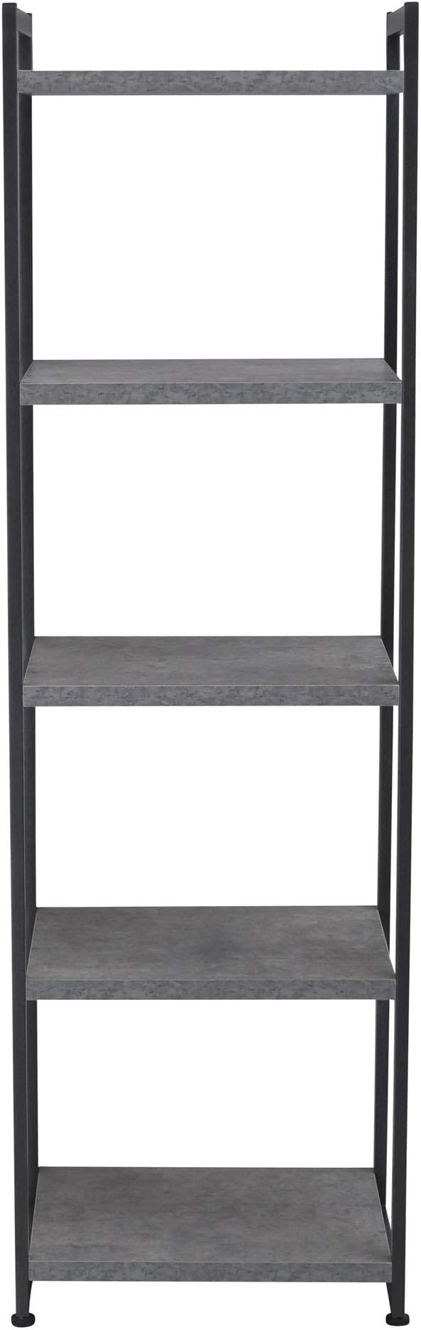 Household Essentials Slate Concrete & Iron Five-Shelf Tower Bookcase