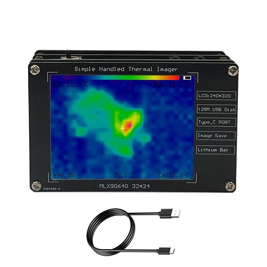 Handheld Infrared Thermal Imaging Camera 320x240 Resolution Thermal Imager with 2.8” LCD Display -30°C to 200°C Temperature Range Compact for Home, Automotive Industrial Use Ghost Hunting Equipment