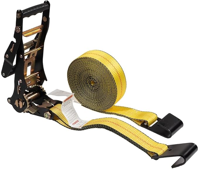 Mytee Products 2" x30' Ratchet Tie-Down Straps with Flat Hooks - 10,000 Lbs Breaking Strength - Tie Down Large Handle and Ratchet Straps for Flatbed, Truck, Trailers Pickup Farm