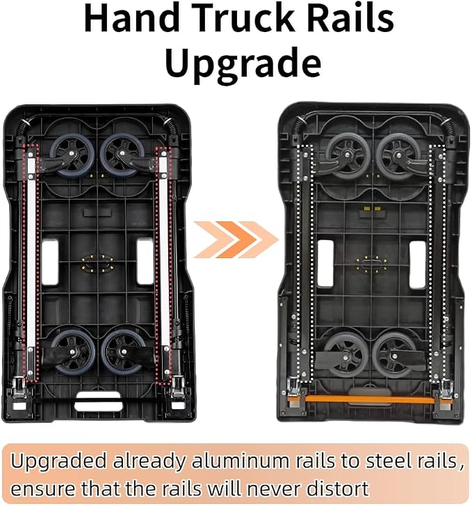 Folding Hand Truck, 330 Lbs Heavy Duty Luggage Cart, Portable Push cart Dolly with Adjustable Handle for Auto, Luggage, Personal, Travel, Moving Shopping and Office Use