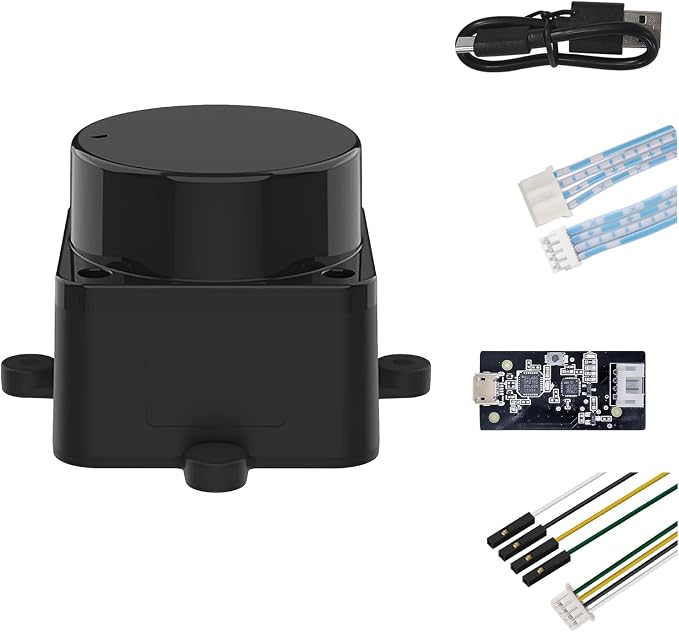 WayPonDEV FHL-LD19 360 Degree 2D Lidar Distance Sensor Kit, 10Hz Scan Rate and 12m Distance Lidar Scanner Module for Smart Obstacle/Robot/Maker Education Indoor/Outdoor