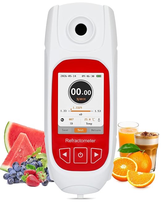 3-in-1 Digital Refractometer with ATC, 0-95% Brix Meter, Brix Refractometer for Wine Making, for Coffee, Juice, Honey, Maple Syrup, Great Gift for Father's Day