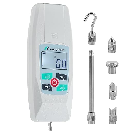 500N Digital Force Gauge Push Pull Meter Portable KF-500N | Multi Units N LB Kg Oz Storage Case Auto Backlit LCD Auto Power Off for Compression Tensile Destructive Test