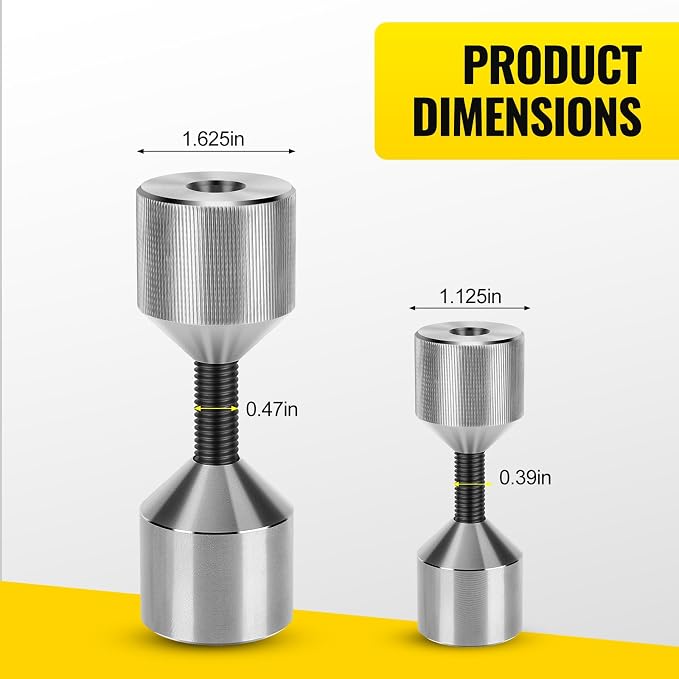 304 Stainless Steel 4 Pcs Flange Two Hole Alignment Pins, 1-1/8” & 1-5/8” Diameter Stainless Steel