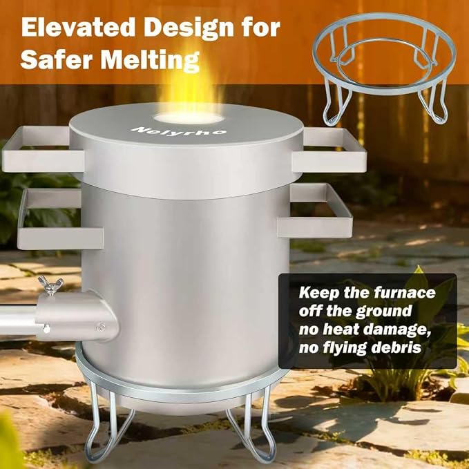 Nelyrho Propane Smelting Furnace Kit – 4kg Crucible, Support Stand, Tongs Included – Stainless Steel Foundry Melting Furnace for At-Home Metal Melting of Aluminum, Gold, Silver, and Copper Scrap
