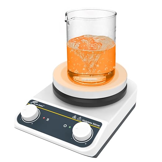 LAB FISH HS5E Magnetic Stirrer Hot Plate, 260℃/500℉ | 5 inch stir plate, 3L capacity, knob speed control, for lab heating & mixing