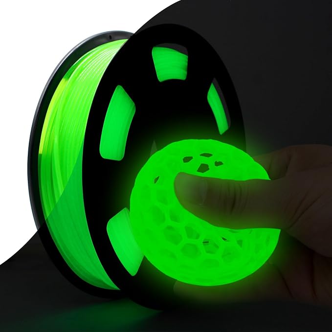 95A TPU 3D Printer Filament, 1.75mm Glow in The Dark Green, Soft TPU Flexible 3D Printing Filament, High Hardness & Resilience, Best with UV Lamps, 250g Spool, Fit Most 3D Printers