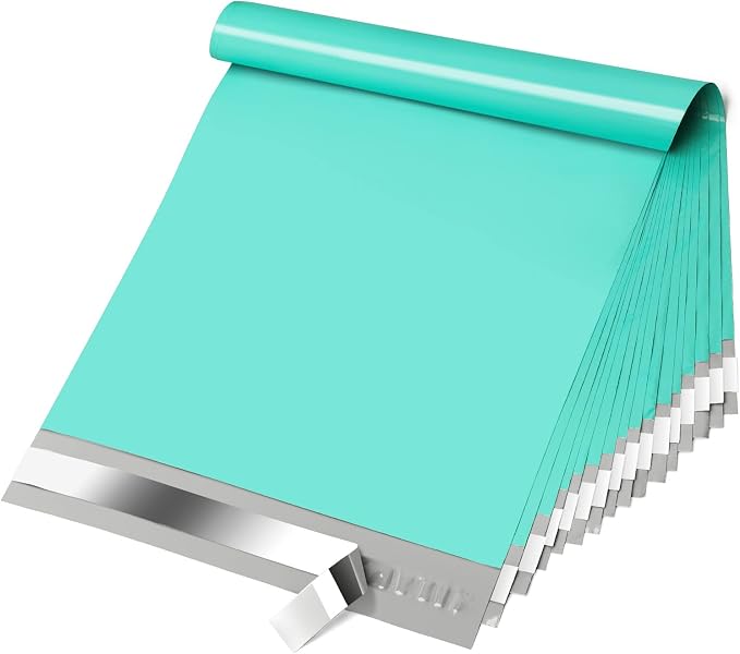 Fuxury Poly Mailers 10x13" 200 Pcs,Durble Shipping Bags For Clothing,Teal | Waterproof Self Seal Mailing Envelopes,Strong Adhesive Packaging Mailers Poly Bag For Books Clothes Business Boutique