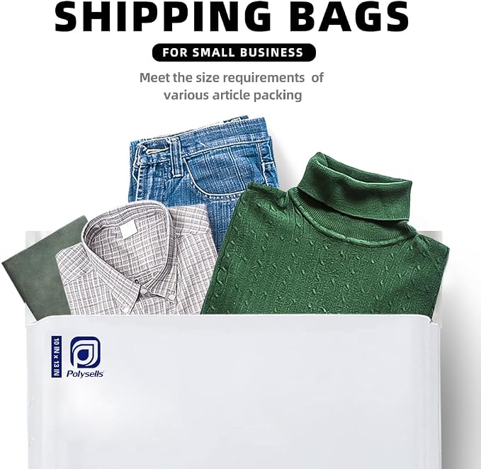 POLYSELLS 1000 Pcs 10x13 Inch White Poly Mailers Shipping Envelopes, Strong Adhesive Sealing, Waterproof, and Tear-resistant Postal Mailing Bags for Clothing, Books, and Accessories
