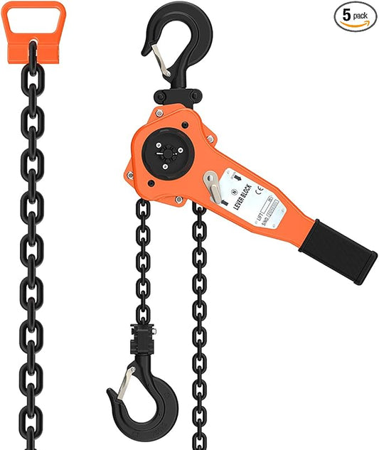 Lever Chain Hoist, 1.5 Ton / 3300 lbs Capacity, 10ft G80 Chain, Manual Ratchet Hoist for Lifting, Pulling and Binding Heavy Loads