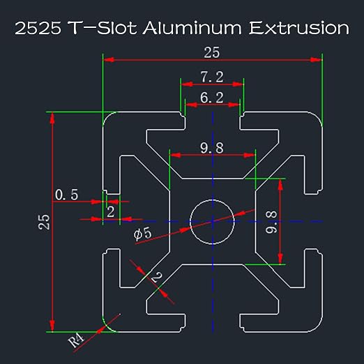 IXGNIJ 1010/10 Series 1 Inch x 1 Inch T Slot Aluminum Extrusion (25mmx25mm) European Standard Anodized for 3D Printer Parts and CNC DIY Silver 600mmX4