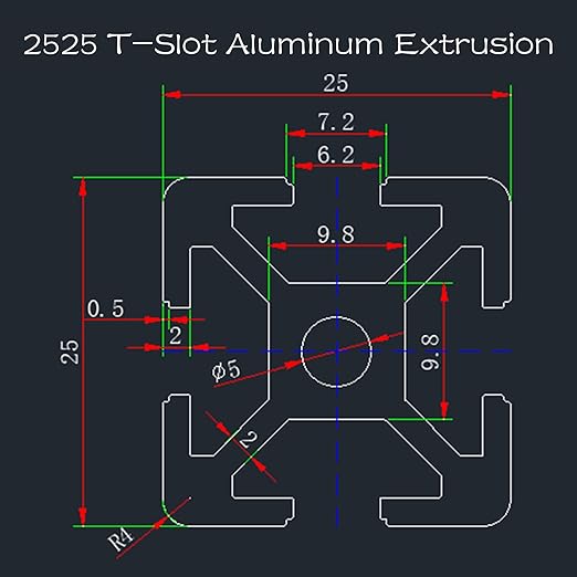 IXGNIJ 1010/10 Series 1 Inch x 1 Inch T Slot Aluminum Extrusion (25mmx25mm) European Standard Anodized for 3D Printer Parts and CNC DIY Black 600mmX4
