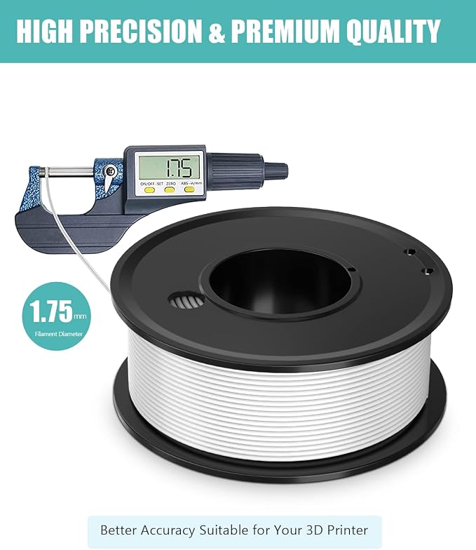 3D Printer Filament PLA 1.75mm 3-D Printing Materials 5 Colors Bundle Print Filimate 1.75 mm White Silver Pink Green Yellow Filiment1.75 Accuracy ±0.02mm Fillament Spool Vacuum Pack 250G X 5