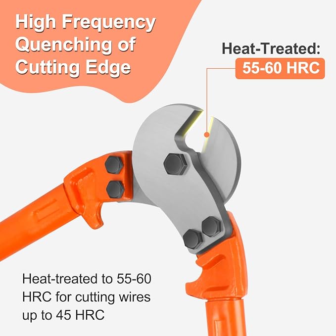 Hardened Cable Cutter, 18" Heavy Duty Wire Rope Cutter, Industrial Strength Hand Tool Wire Cutters up to 5/16" Stainless Steel Wire, Hard Wire Ropes, Manganese Steel