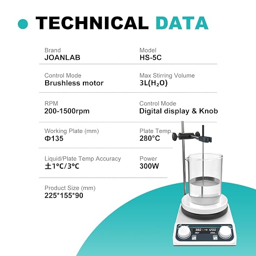 JOANLAB Digital Lab Hotplate Magnetic Stirrer 3L Hot Plate 200-1500rpm