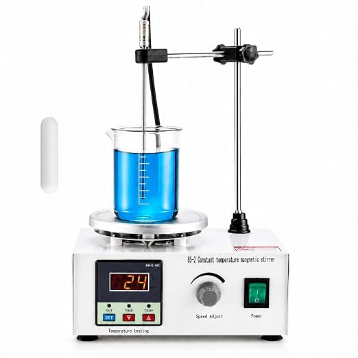 85-2 Lab Magnetic Stirrer Hot Plate 110V, Digital Temp Display, Stainless Steel Probe, 2600 RPM Lab Stirring System with Stir Bar & Support Stand for Laboratory Use 3000 mL Capacity