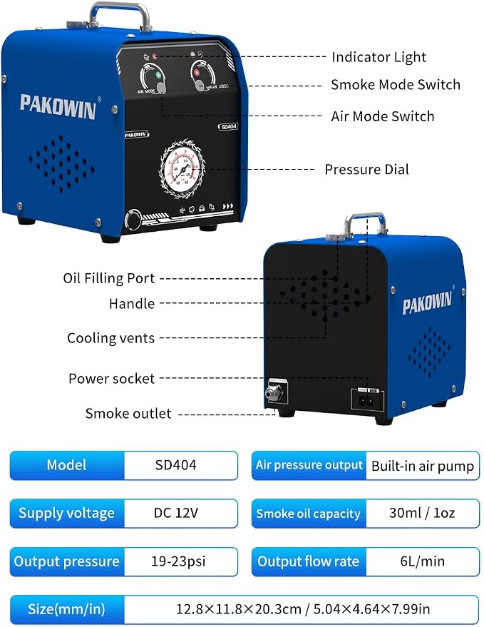 Automotive EVAP Vacuum Smoke Tester - Smoke Diagnostic Tester with Built-in Air Pump for Vehicle Pipe Systems