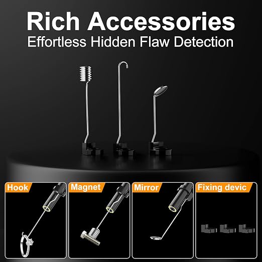 Endoscope Camera with Light, Dual Lens Borescope, 5" IPS 1920P HD Inspection Camera Industrial Endoscope, 16.5FT Semi-Rigid Cable, IP67 Waterproof Endoscope Tools for Auto, Sewer, Pipe,Mechanic
