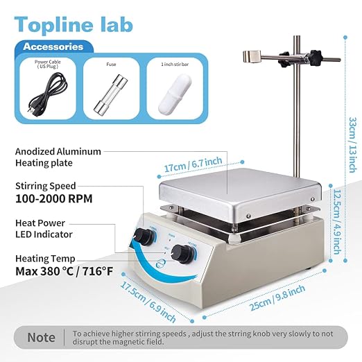 SH-3 Hot Plate Magnetic Stirrer 5000ml Volume with Dual Control and 1 Inch Stir Bar