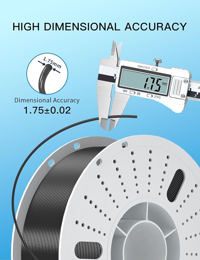 PINBALL PETG 3D Printer Filament 1.75mm High Precision Durable Moisture-Proof Strong Filament Mith Better Flow Dimensional Accuracy +/- 0.02mm Suitable for Most FDM 3D Printers 2 Kilograms Black