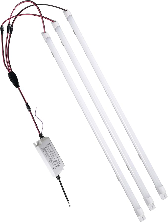 4FT Magnetic Mount LED Retrofit Kit,54W, 5000K,2x4 FT led Retrofit Kit,1 Driver w/ 3 Tubes Per Kit,T8 T10 T12 Fluorescent Replacement LED Light Bar, 0-10V Dimmable,Easy Quick Install