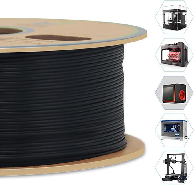 YOUSU Black PVB Filament 1.75 mm for 3D Printer & 3D Pen 1 kg (2.2 lbs), Print As Easy as PLA Filament, can be Polished with Alcohol to get Smooth Surface.