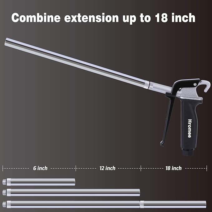 Hromee 12 Pieces High Flow Air Blow Gun Kit with Safe Quiet Xtreme Nozzles Rubber Tip 6/12 Inch Extension Chip Guard and Needles Duster Gun and Air Compressor Accessories
