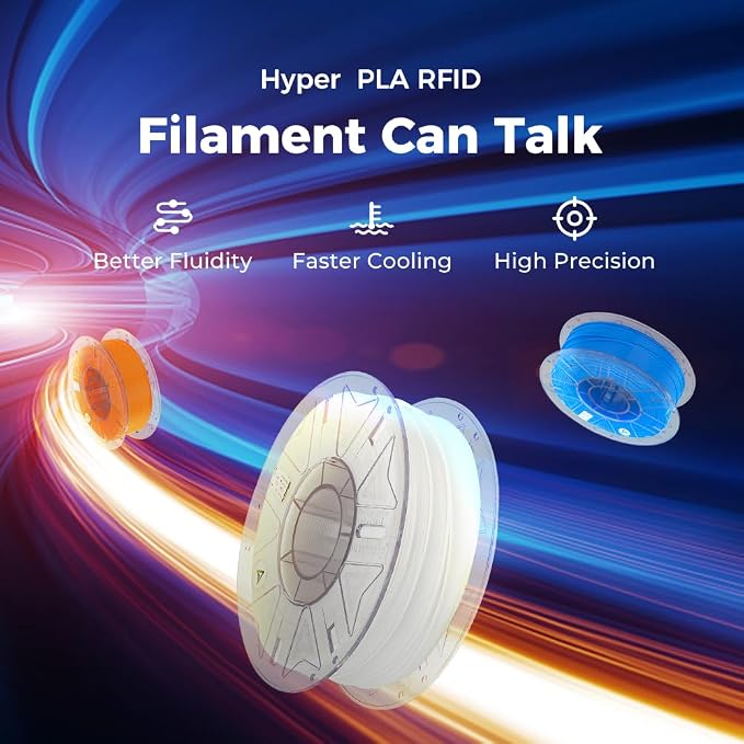 Creality PLA Filament 1.75mm for K2 Plus Combo, RFID 3D Printer Filament PLA for High Speed 30-600mm/s, 1kg(2.2lbs)/Spool Hyper PLA Filament Support CFS, Fits for Most 3D Printers(Gold)