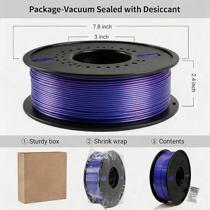 Silk PLA 3D Printing Filament 1.75mm Filajoy3D 3D Printing Filament 1KG, Dimensional Accuracy ±0.03mm, Compatible with Most FDM 3D Printers, Blue-Purple
