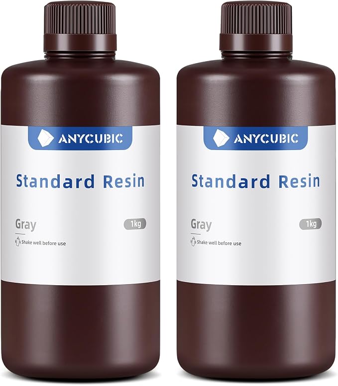 ANYCUBIC 3D Printer Resin, 405nm High Precision Fast Curing UV Photopolymer Resin for LCD 3D Printing, Grey+Grey, 2kg