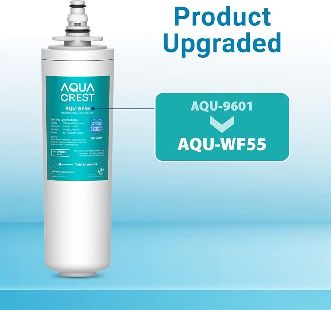 AQUACREST 9601 Water Filter, Model No.AQU-WF55. Replacement for Moen 9601 ChoiceFlo 9600, 9602, 9500, 9501, 9502, Fits F87400, F7400, F87200, 77200, CAF87254, S5500 Series of Moen Faucets
