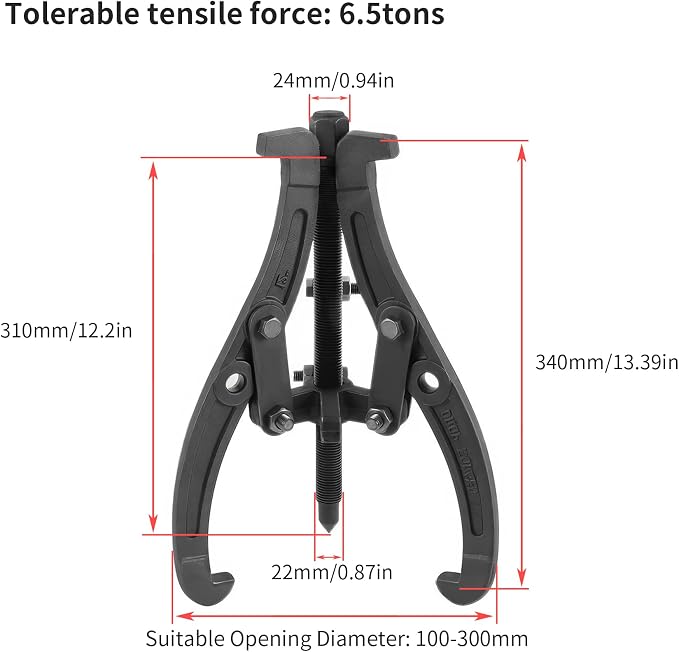 3 Jaw Puller 12in/300mm Universal Bearing Gear Pullers Heavy Duty Extractor Tool,High Carbon Steel Puller,Adjuestable Removal Kit Type for Bearings/Flywheels/Pulleys Remove