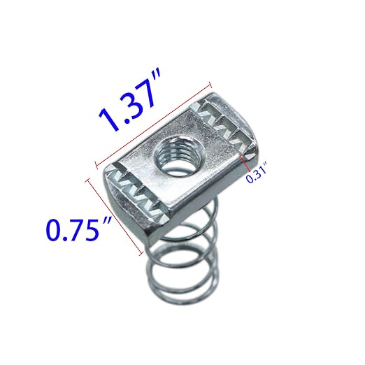 (100) Strut Channel Nuts, 3/8-16 Spring Channel Nuts with Zinc Electroplate Finish, Long Spring Nuts Great for Use with Strut Channel (100 Pack)